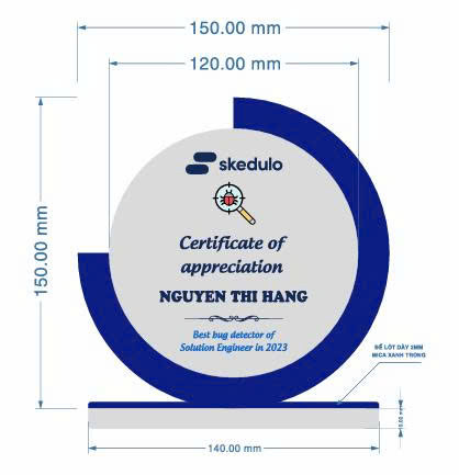 Thiết kế kỷ niệm chương mica viền xanh dương